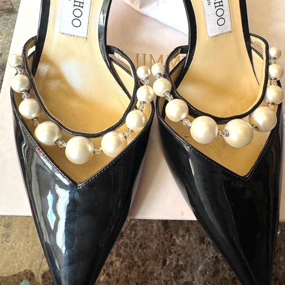 Jimmy Choo Black Heels with Pearl Accents - Picture 4 of 14